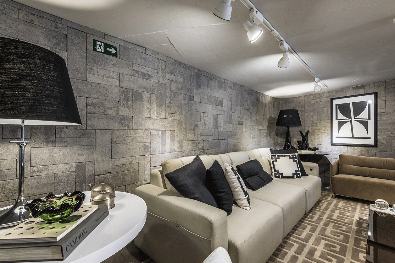 Sala ambientada com ecobrick